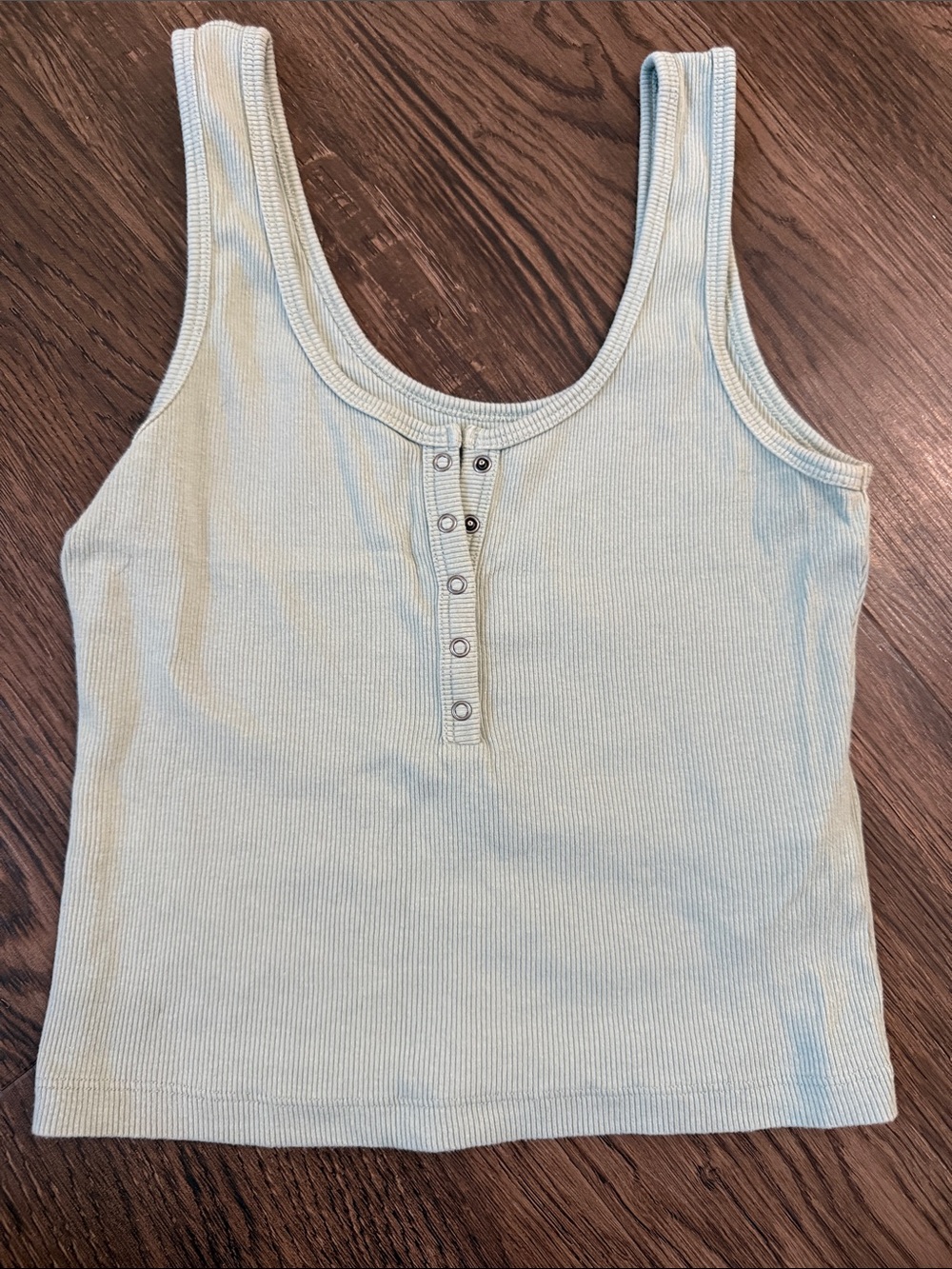 Women’s Ribbed Henley Tank Top - Light Sage